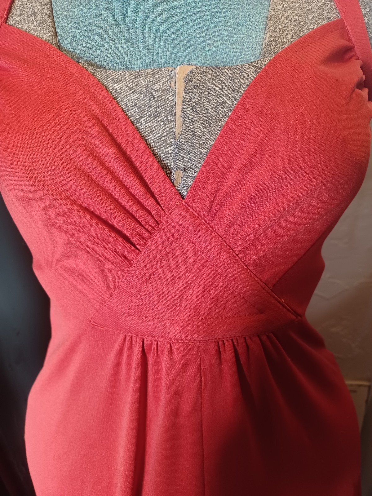 Vintage 1970s Orange-Red Strappy Disco Maxi-dress
