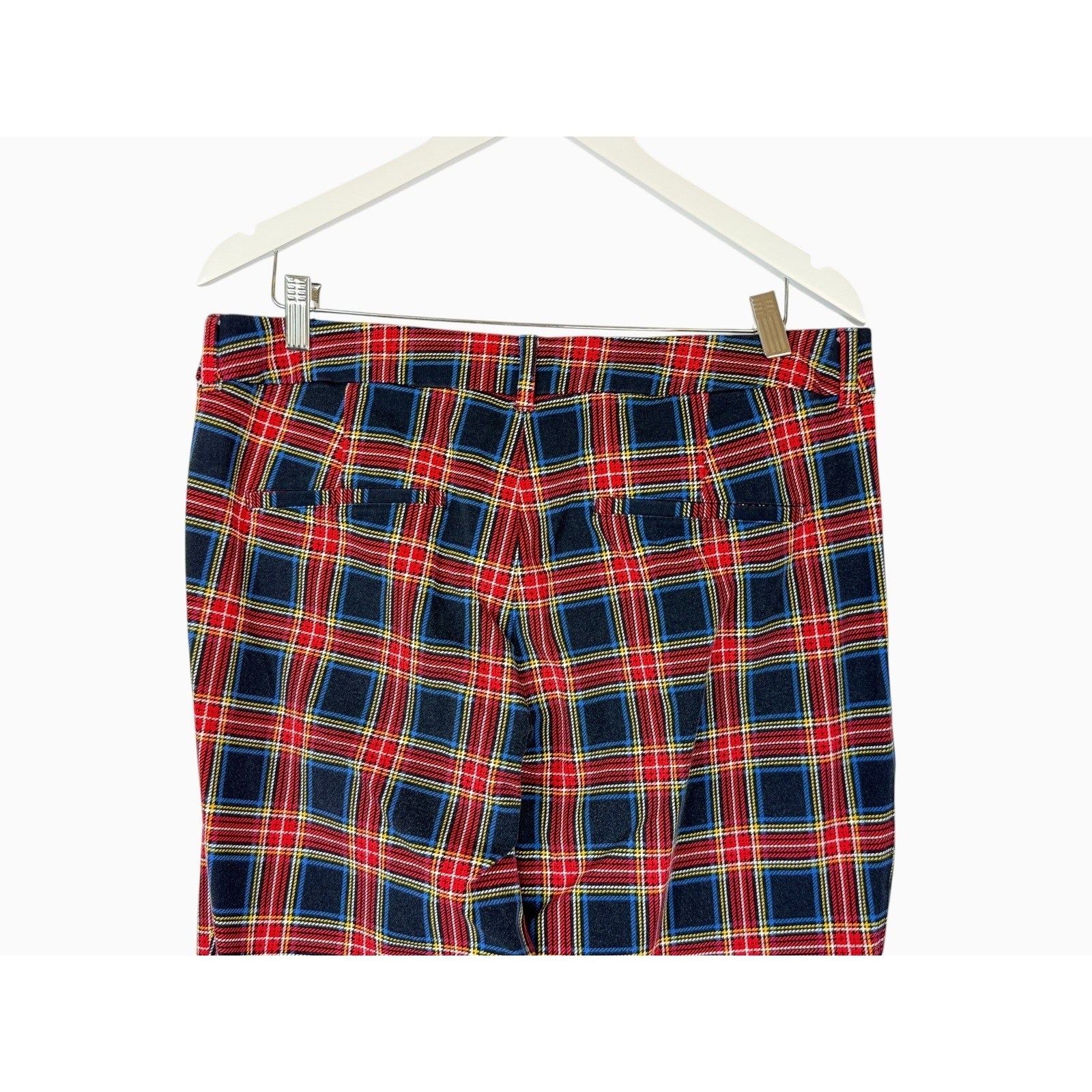 Old Navy Pixie High Rise Plaid Pants Size 14 Red Tartan Secret Slim Pockets
