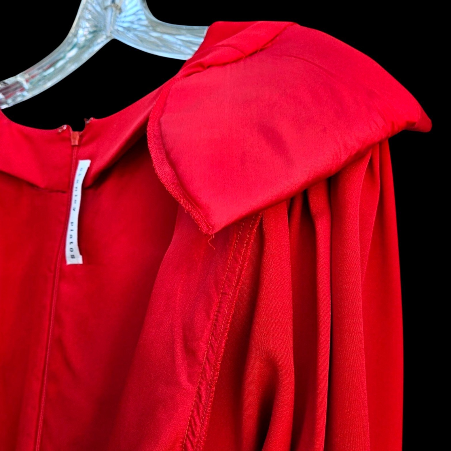 Vintage Stanley Platos Red Couture Silk Dress Pockets Flower Detail Size 10