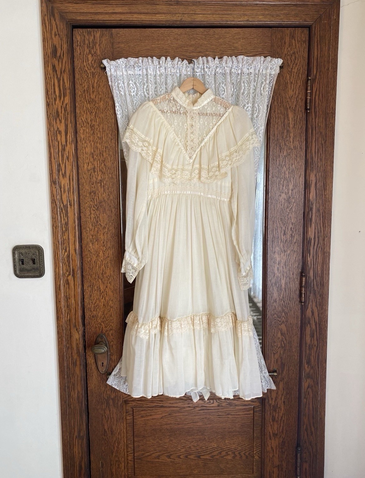 Gunne Sax by Jessica Ivory Lace Prairie Victorian Dress 1970s Juniors 11