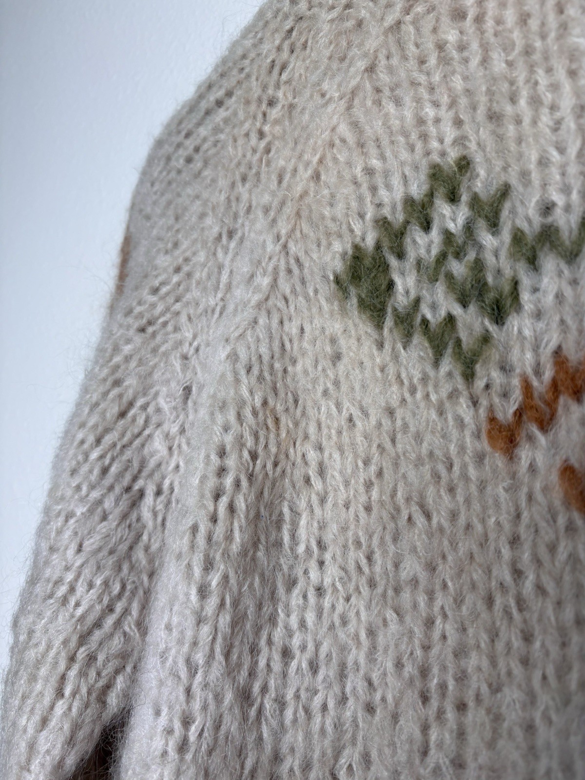 Vintage Made In Italy Fuzzy Mohair Wool Blend Sweater Hand Knit Pullover Size S
