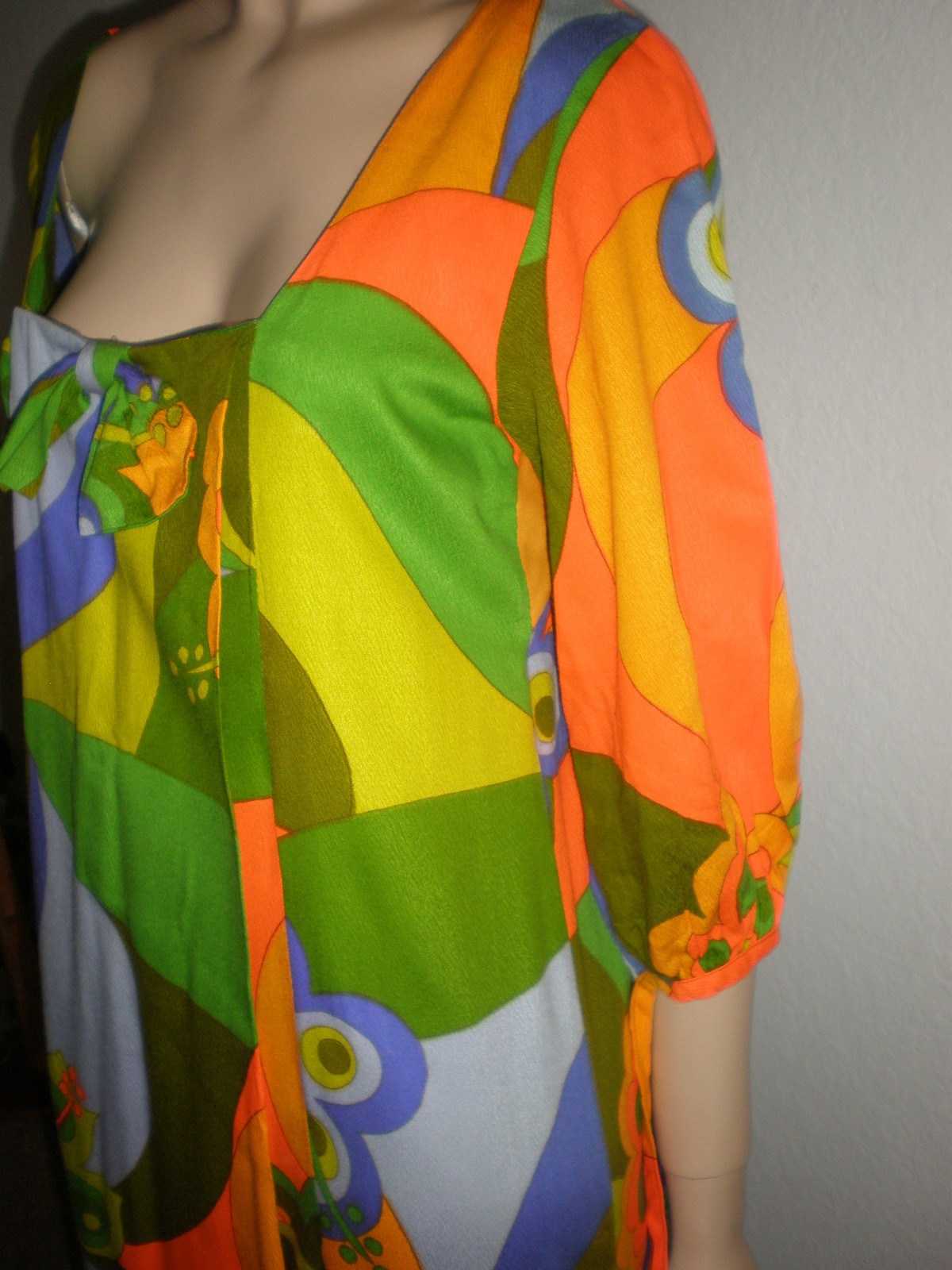 VTG THERESE BAUMAIRE PSYCHEDELIC VIBRANT MULTI-COLOR LONG DRESS SIZE 42