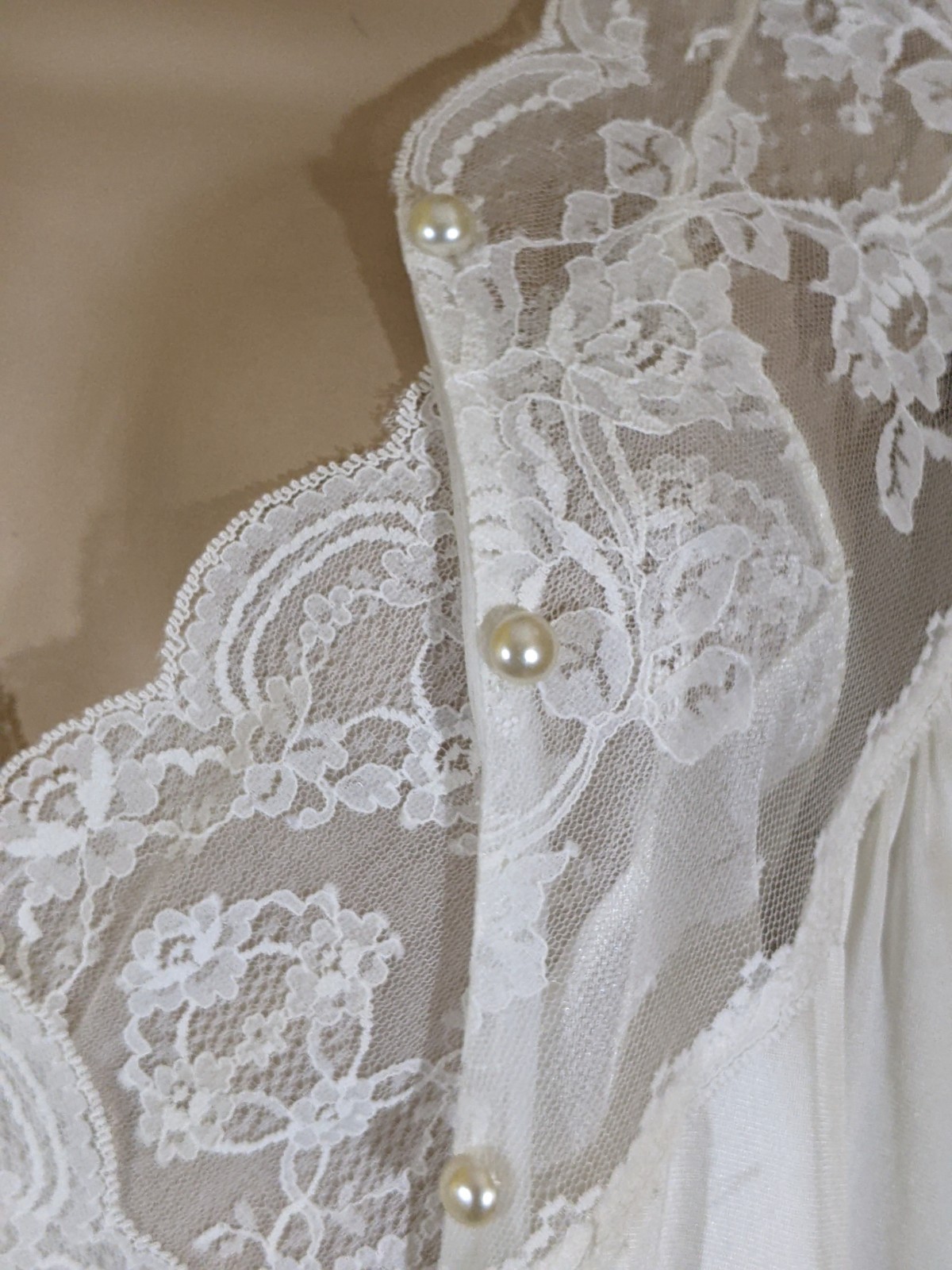 Vintage Olga Ruffle Lace Peignoir Robe & Lingerie Dress Nightgown Blended Set M