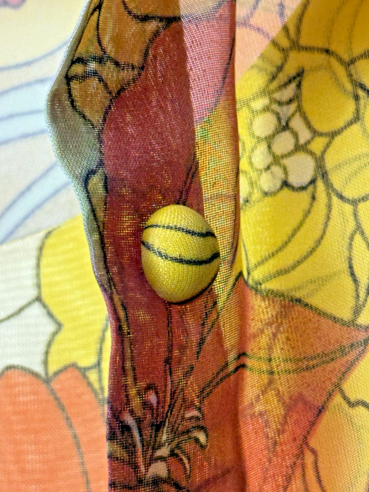 Vtg 60’S Groovy Orange Yellow Sheer Floral Maxi Dress Stiff Chiffon Long Jacket