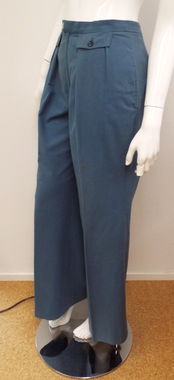 Vintage 1970s De Noyer Blue Cotton Womens Pant Suit 36 James Borynack France