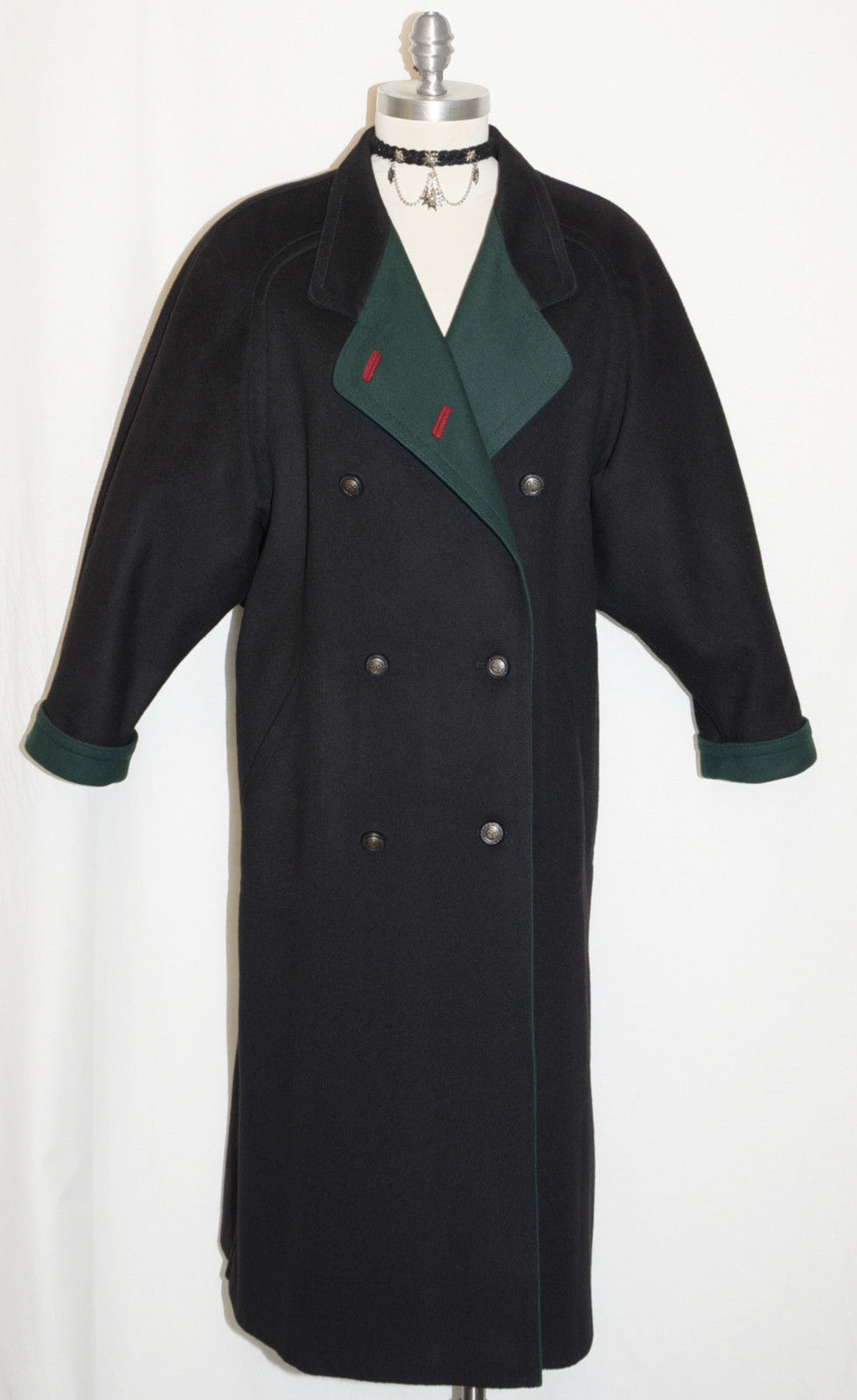 BOILED WOOL Austria OVER COAT Winter WARM EXTRA LONG Trench Dress BLACK B44 14 L