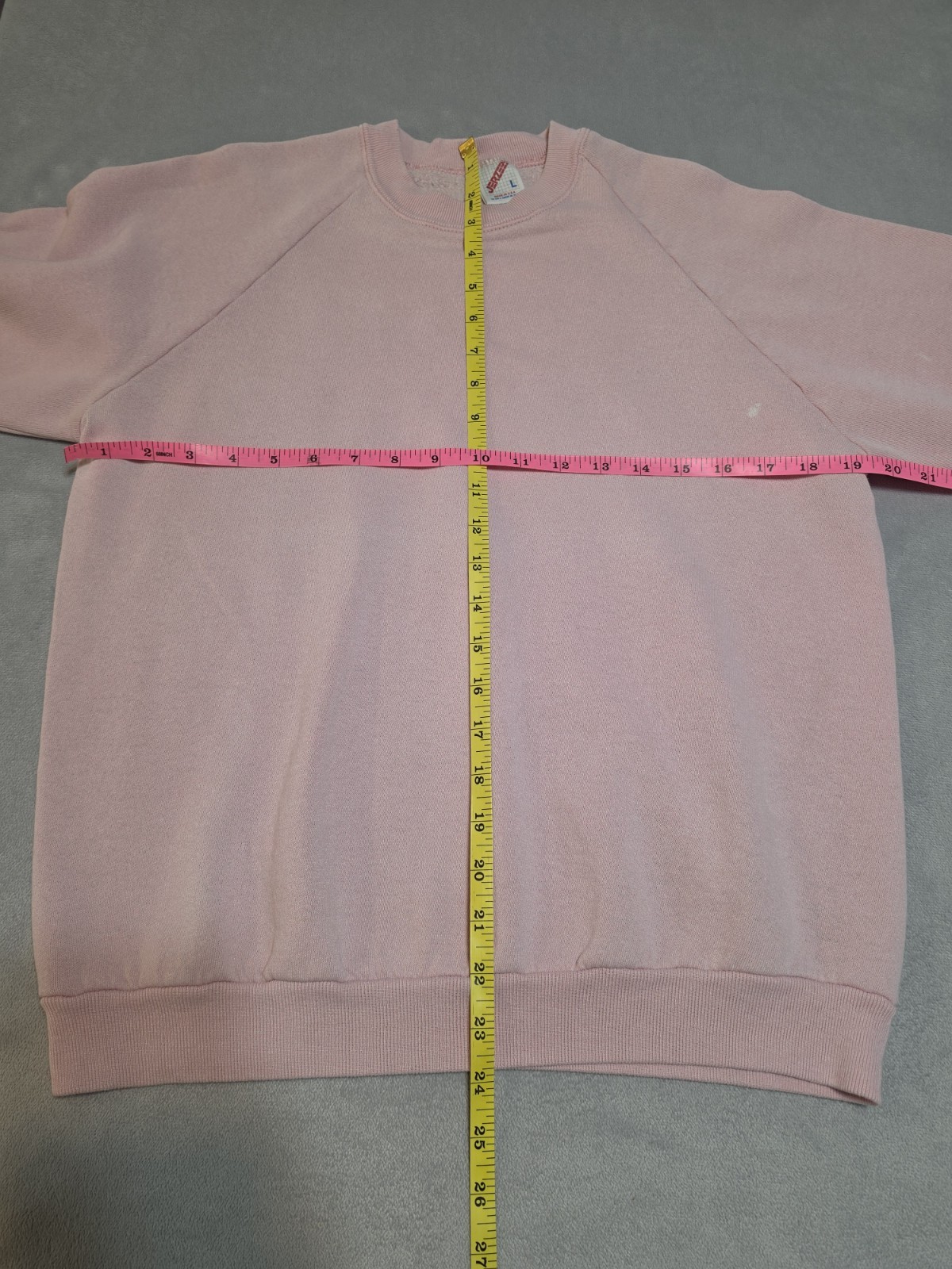 Vintage Jerzees Pink Long Sleeve Sweatshirt Made In USA Size Large Cotton Blend