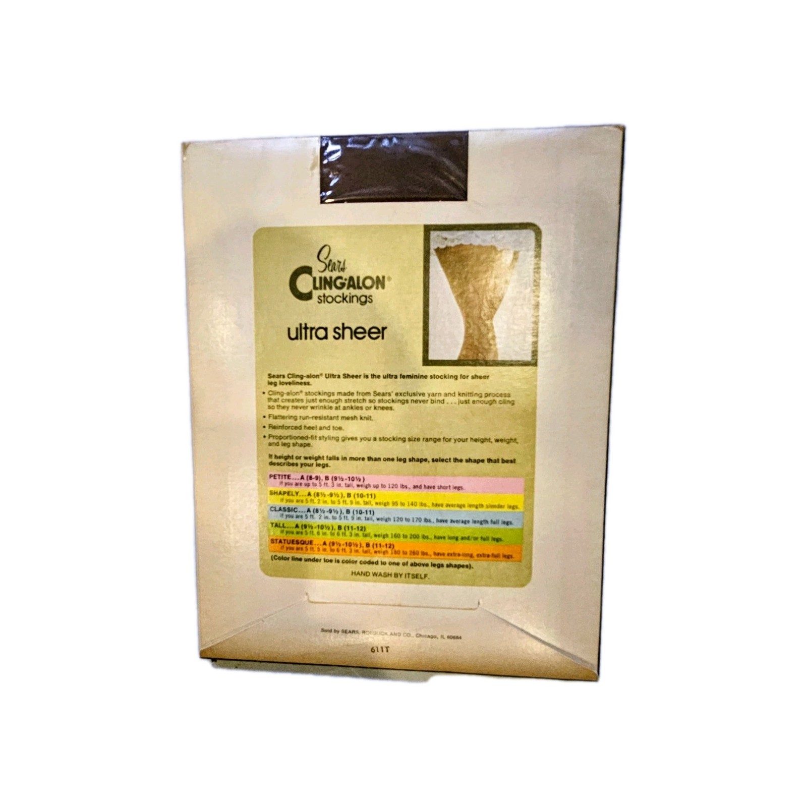 2-Sears Clingalon Ultra Sheer Stockings Size A Tall-Toast