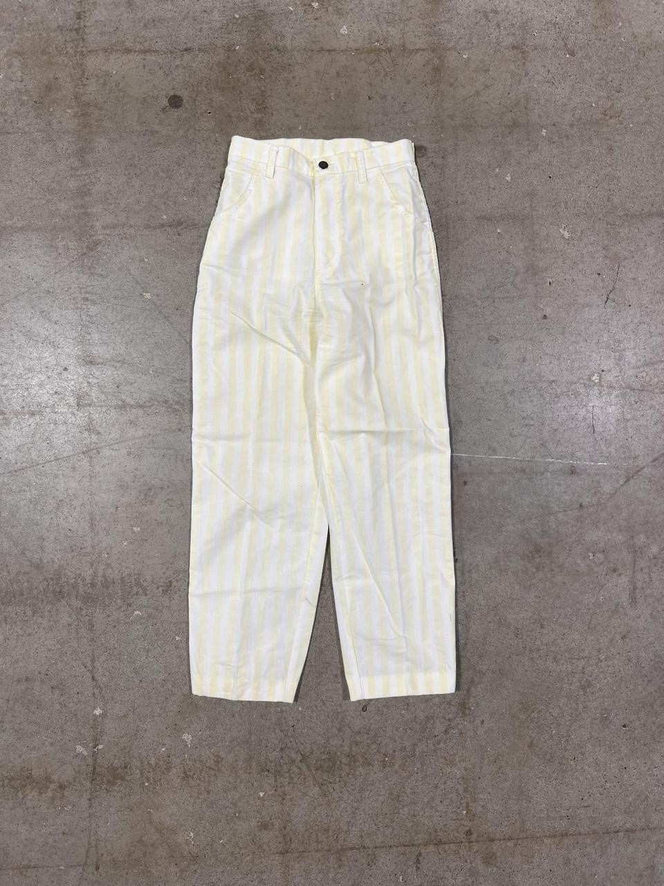 VTG 80s Rustler Cream and yellow striped wide leg pants relaxed fit size 24×26