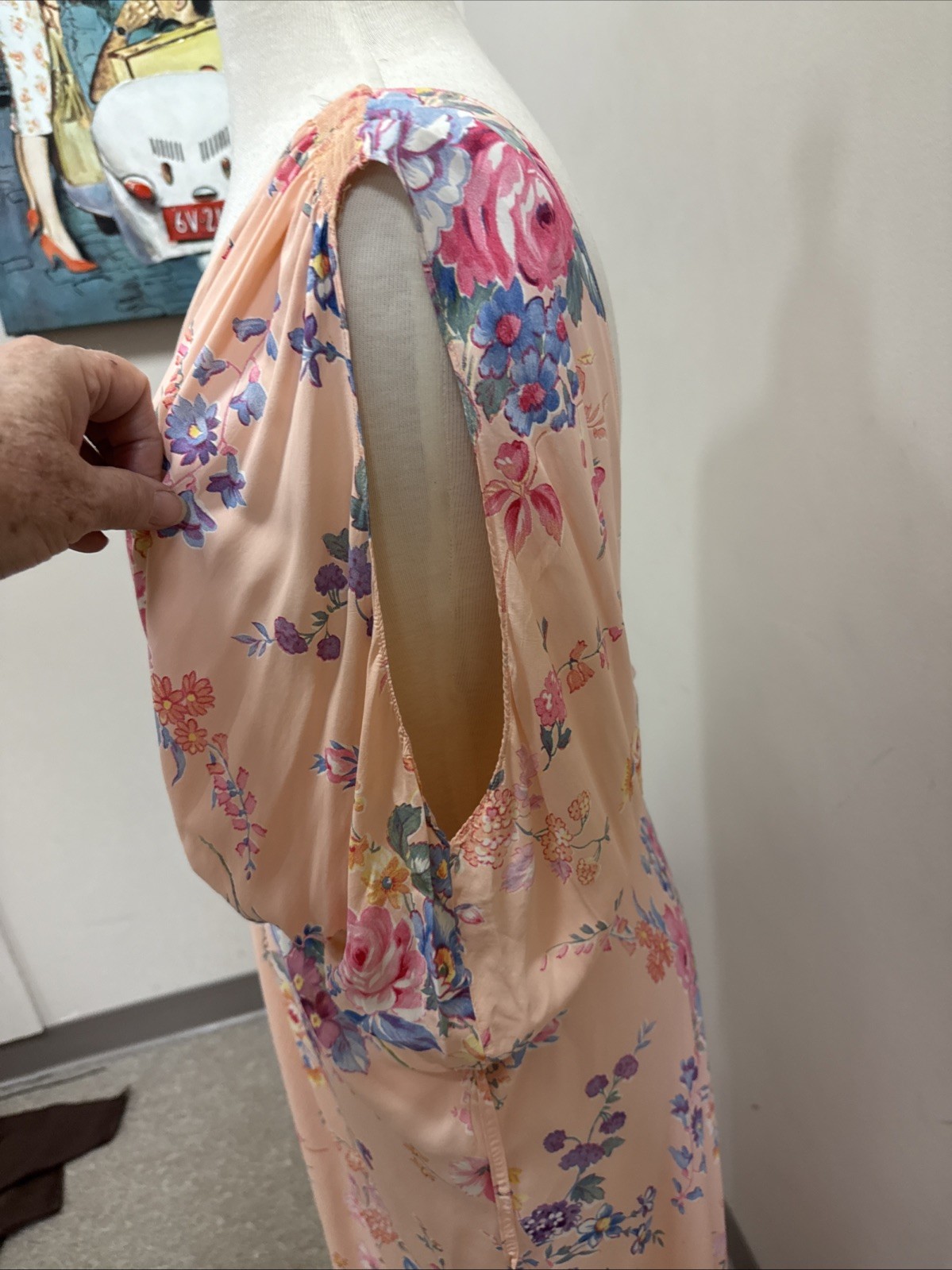 1940s Floral Bias Cut Nightgown