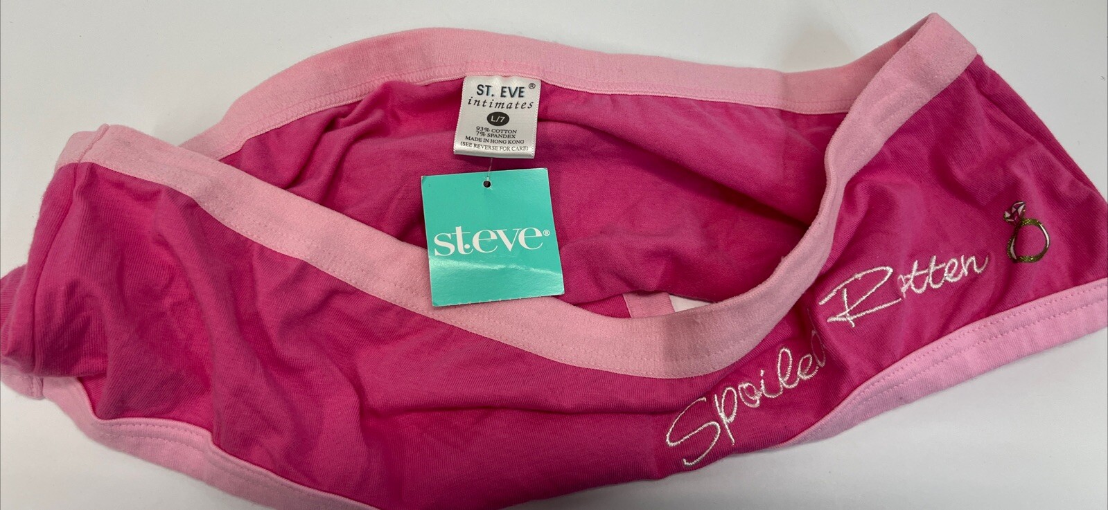 Vtg ST EVE Intimates Rare Pink Hipster Bikini Panty ”Spoiled Rotten” Embroidery