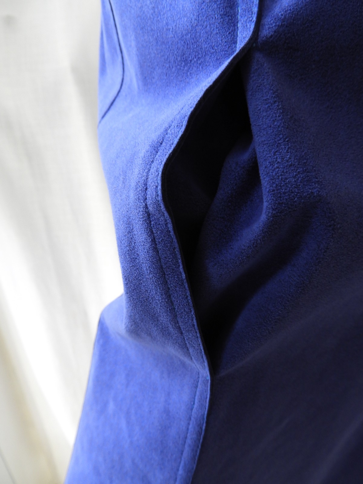 Vtg 1990 s Blue Ultrasuede Duster & Skirt Suit Set Evelyn McGill sz S/M