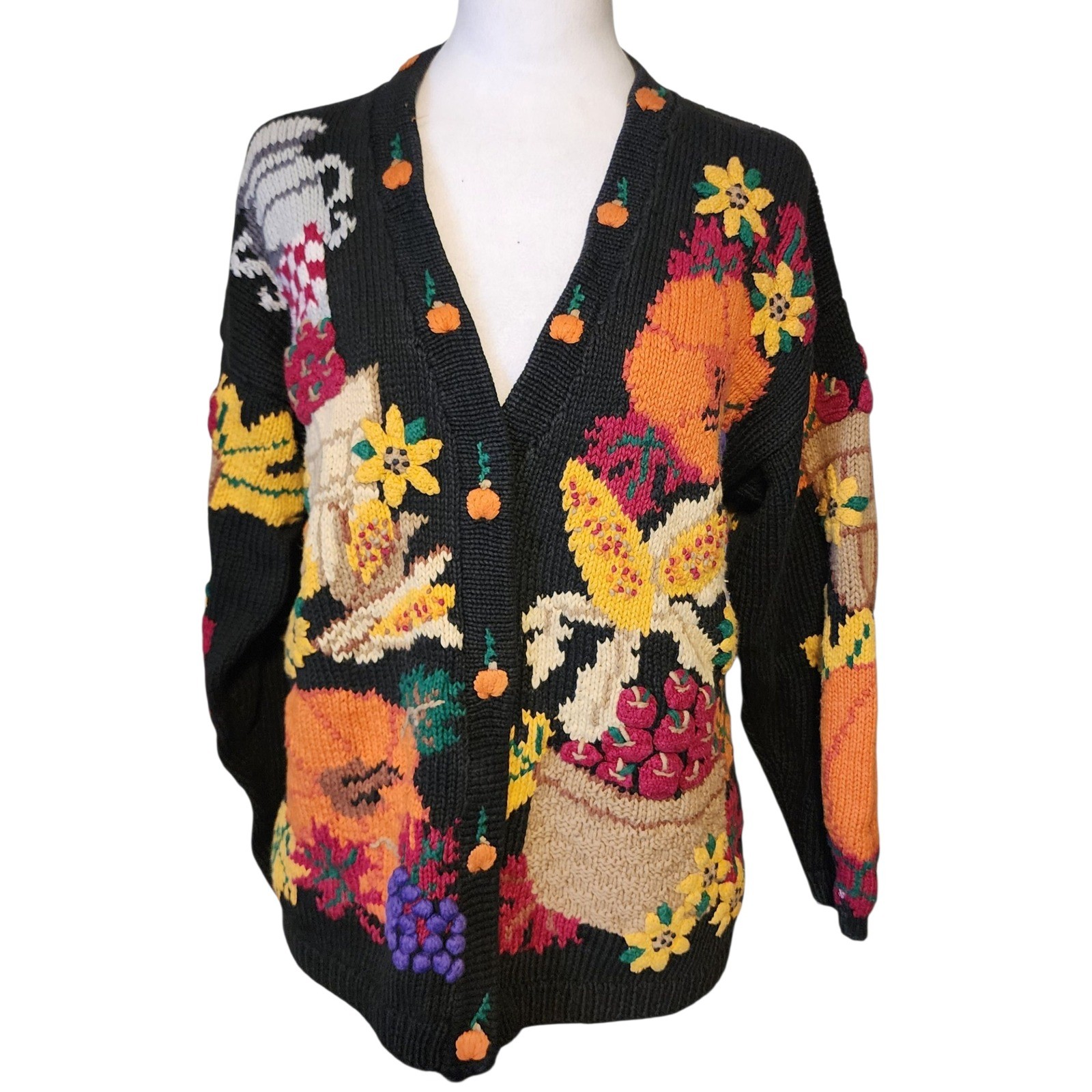 VTG Womens PBJ Sport Cardigan Sweater Button Up Size S Fall Embroidered Knit