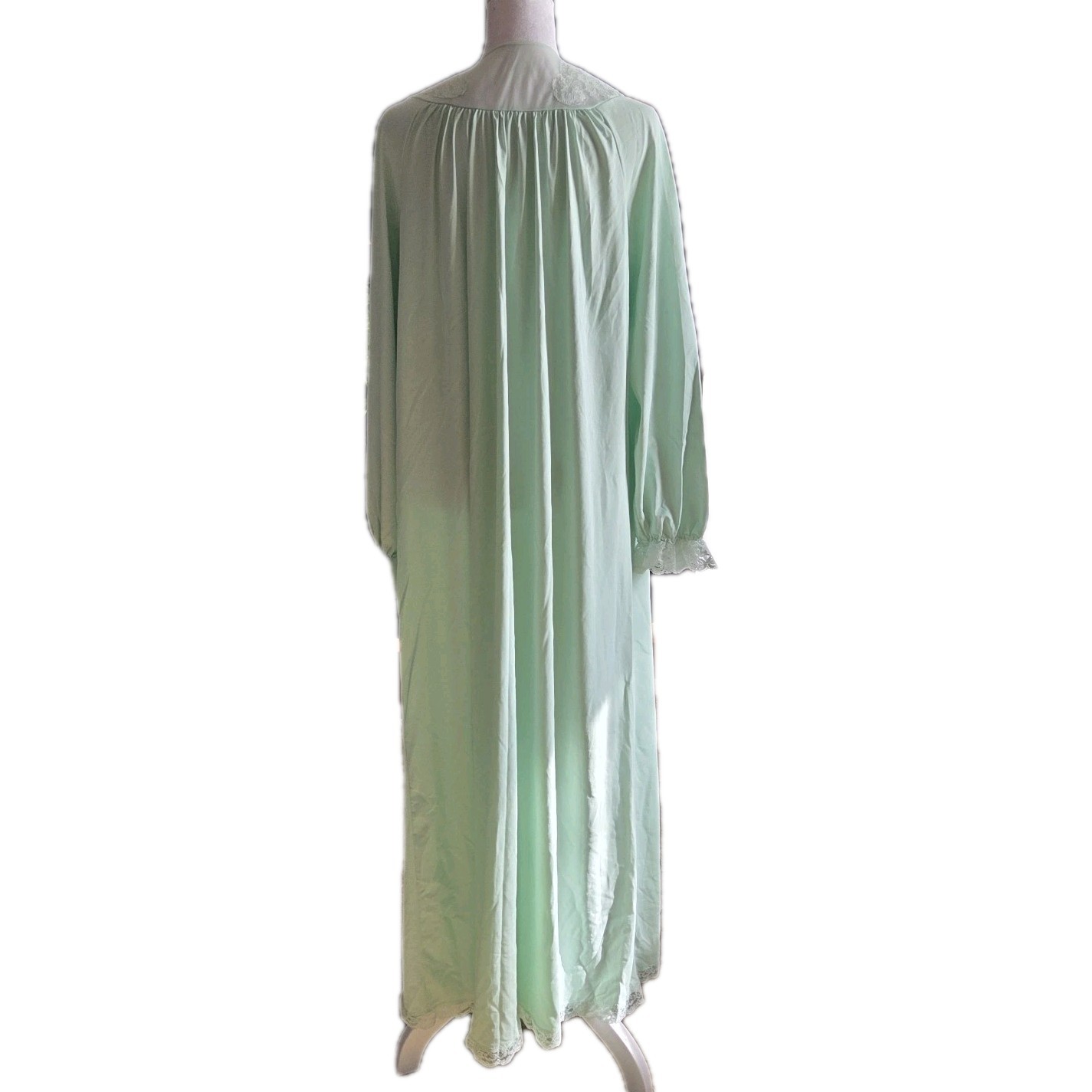 Vtg Shadow Line Women’s S Mint Green Floor Length Robe House Coat 53″ Length