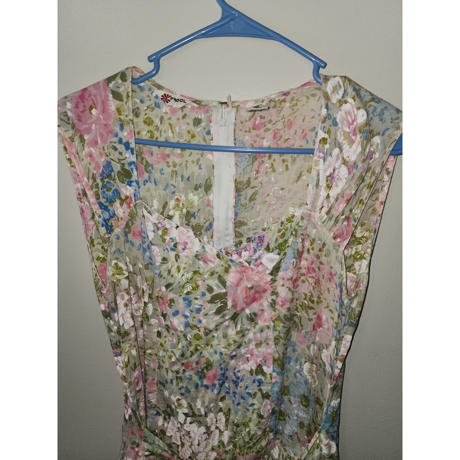 Vintage 80s 90s Phool Dress Size Small Pastel Floral Maxi Dress Square Notch
