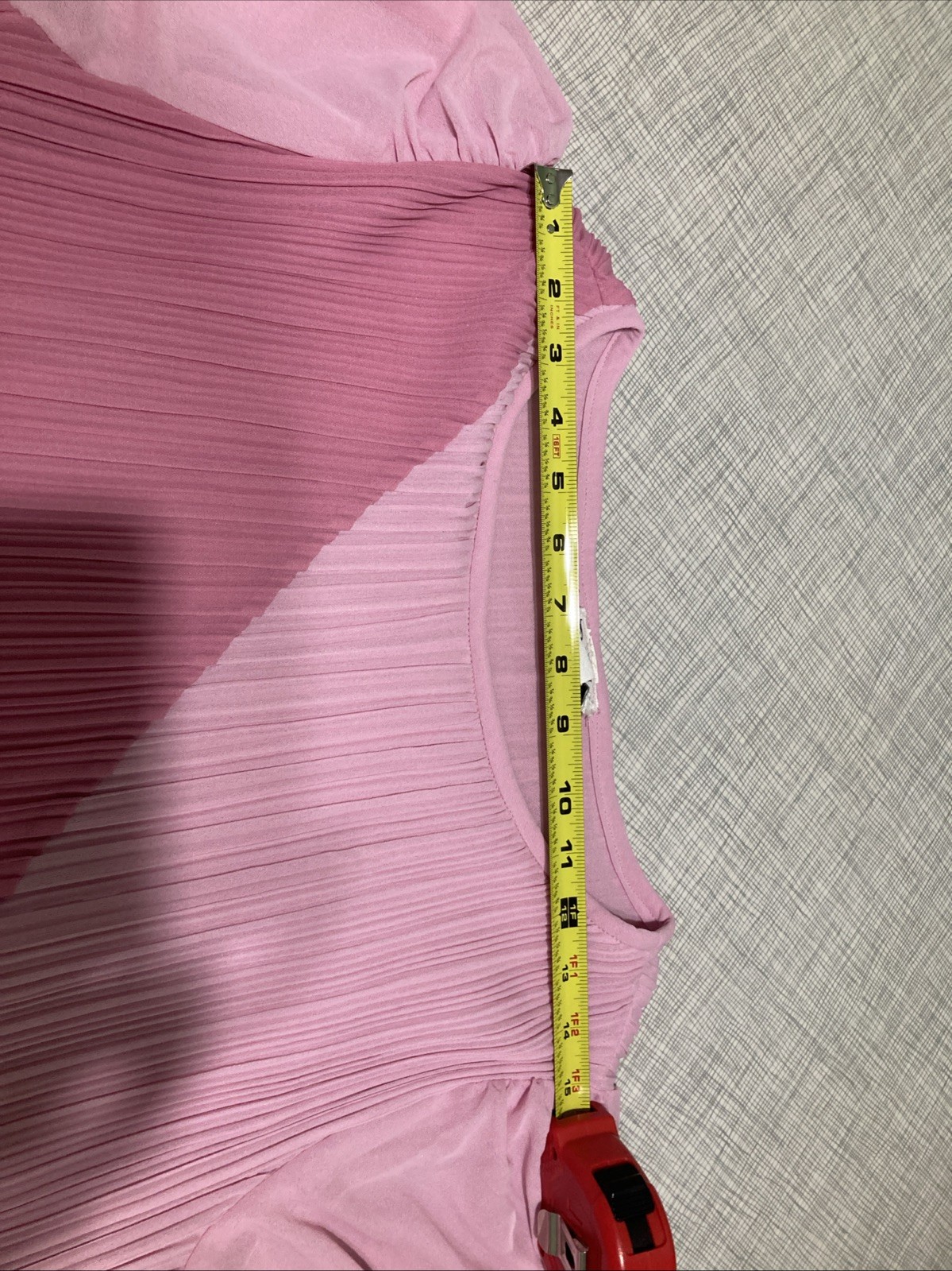 Vtg 70s Discovery Fashions Pleated Colorblock Dress Pink Plisse Disco Midi XS/S