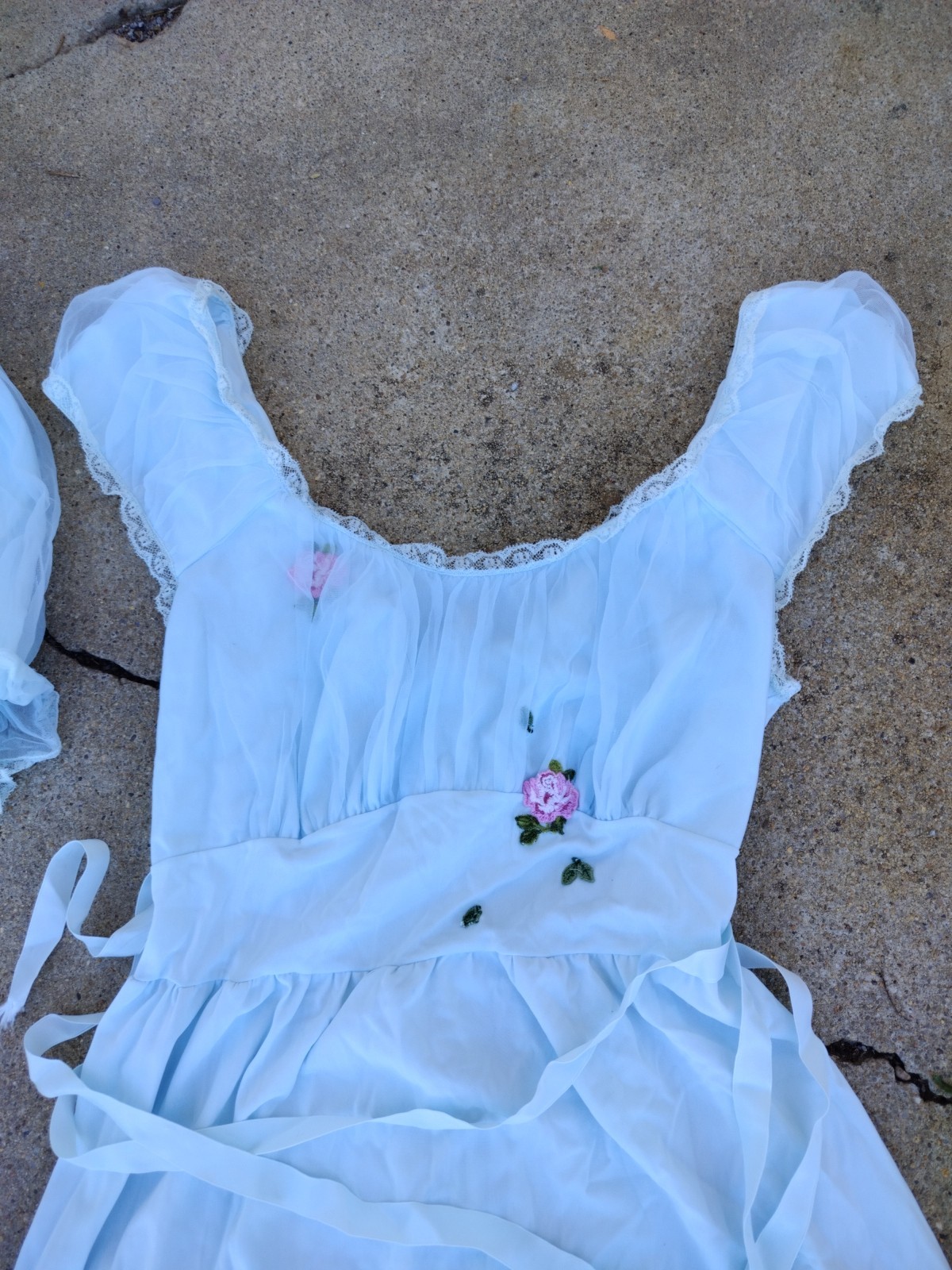 Vintage Laros Nightgown Robe Set Light Blue Small 34