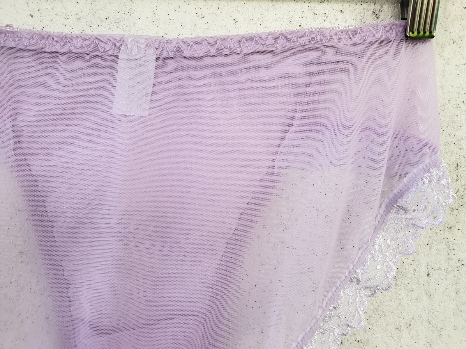 Shiny Nylon Satin Panty Sissy Purple Bikini See Through Brief Sz. 6-7 Hip 35-39″