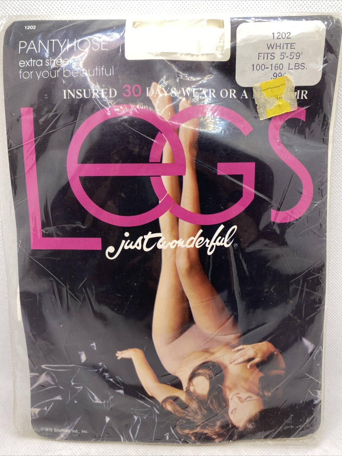 Legs Just Wonderful Extra Sheer Pantyhose White 100-160 lbs Nylons Vintage