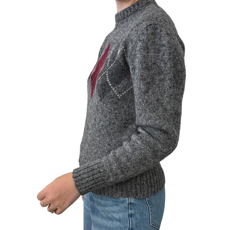 Vintage 1970s McGregor Gray Womens Argyle Preppy Wool Blend Sweater Sz M