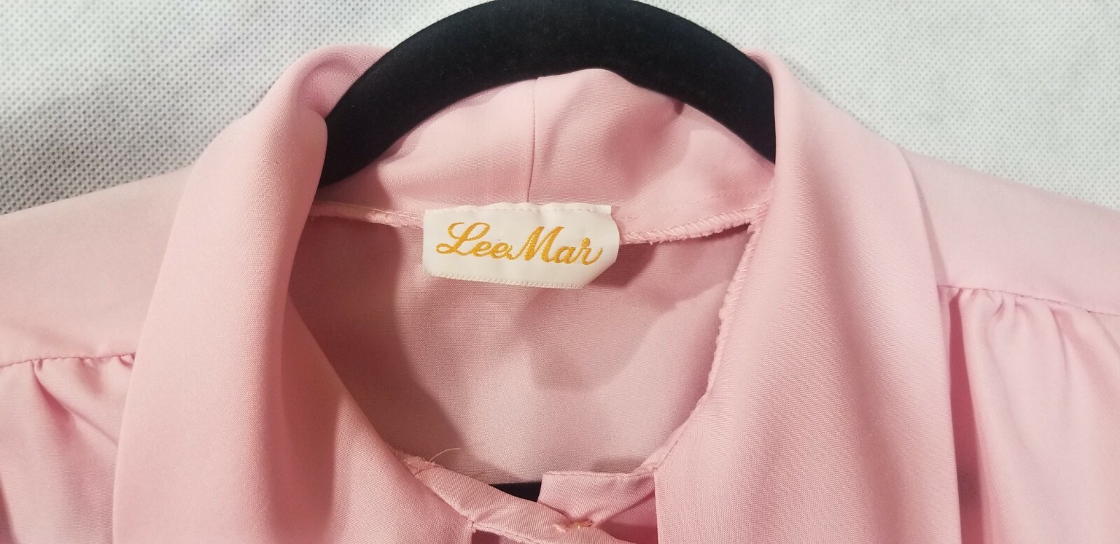 VTG Lea Mar Pink Secretarial Professional Bow Tie Button Up Blouse Rockabilly