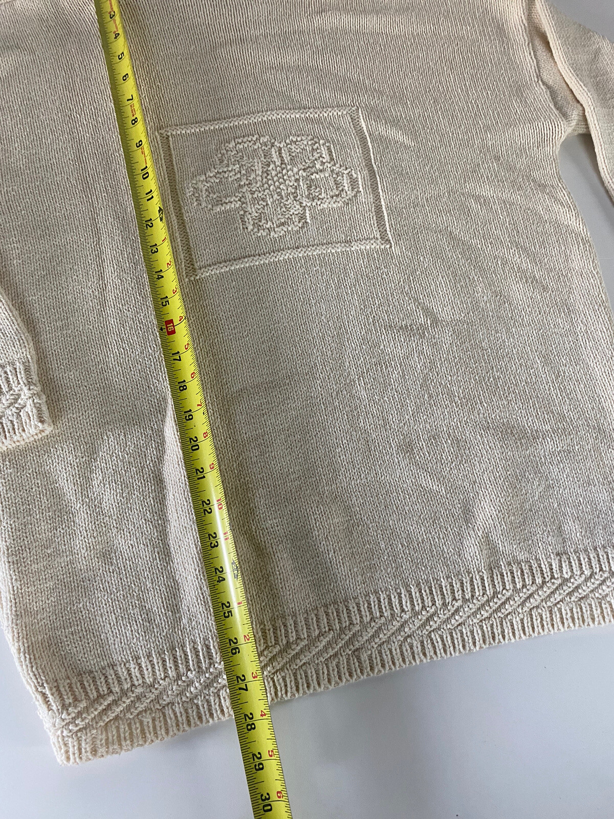 vtg Knit Street sweater-Winter Snow rolled Chunky mock neck Cream Off-White USA!