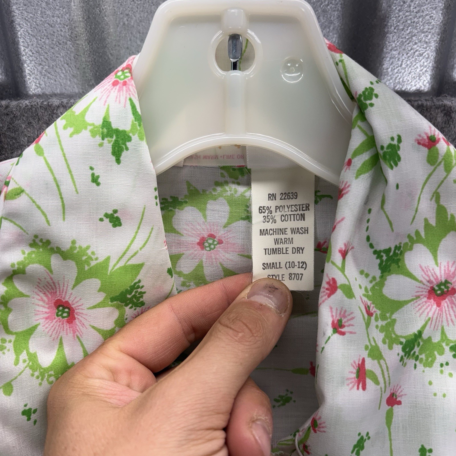 True Vintage 1970s Sears House Coat Dress Women’s Small Mod Madmen Green Floral