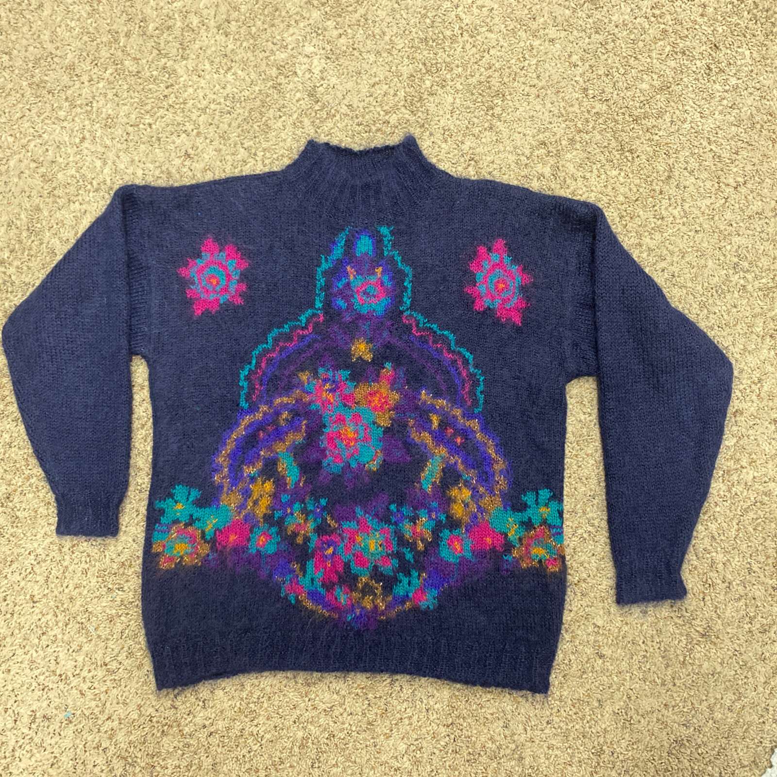 VINTAGE Studio Michelle Stewart MEDIUM-Mock Turtleneck-Soft MOHAIR BLEND SWEATER