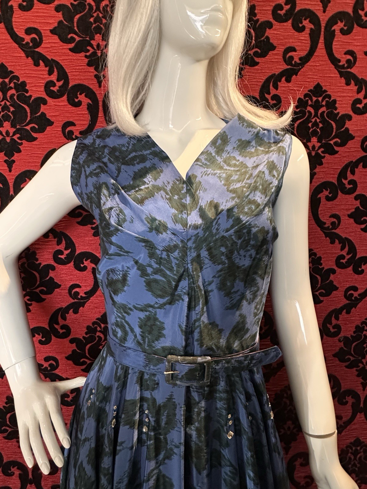 1950s Henry Rosenfeld Rhinestone Circle Party Dress Vintage Pinup Rockabilly