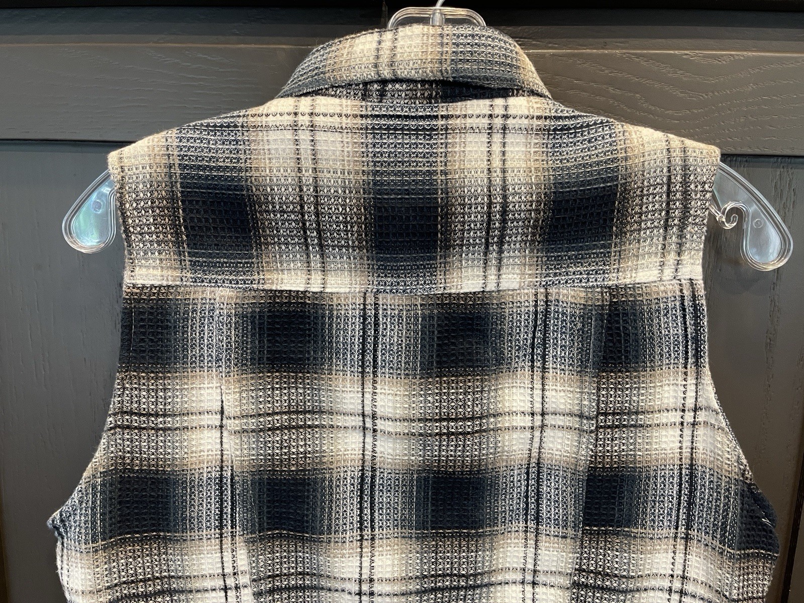 Vintage Tangibles 90s Plaid Vest Plaid Medium Skater Grunge Pockets Blue White