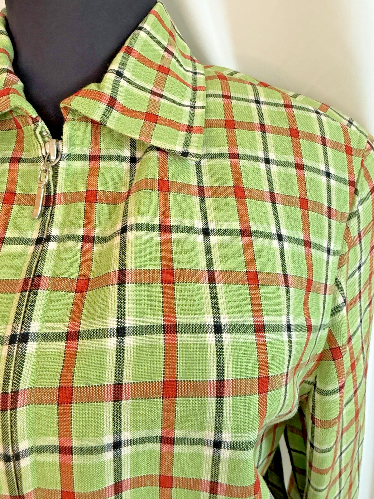 Vintage 1980s Green Plaid Jacket by Donny Brook – size 6 Small