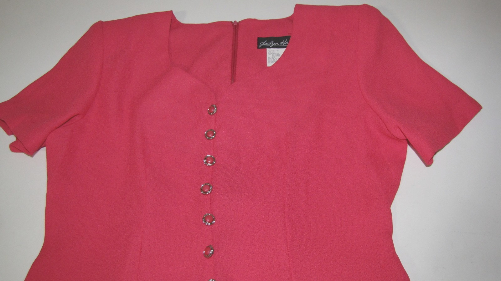 VTG 90s Dress Jaclyn Hart Rose-Pink Maxi Straight Short Sleeve Front-slit Wm. 10