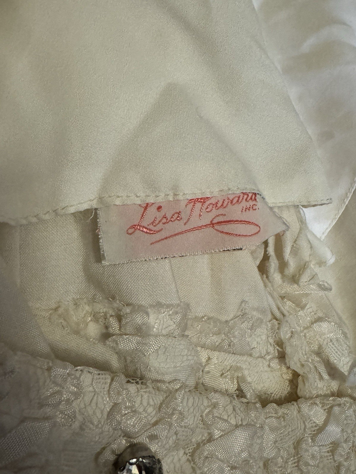 Vintage Wedding Dress SIZE SMALL Ivory Long Sleeve Button Front SEE PHOTOS