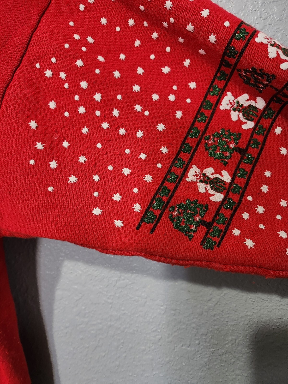 Vintage Sky Lite 80s Red Teddy Bear Christmas Crewneck Sweater Glitter Large USA