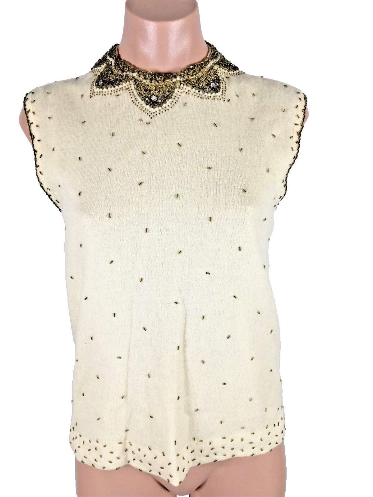 Vintage 60s Marchessa Tank Top Beaded Blouse international Angora and Lambswool