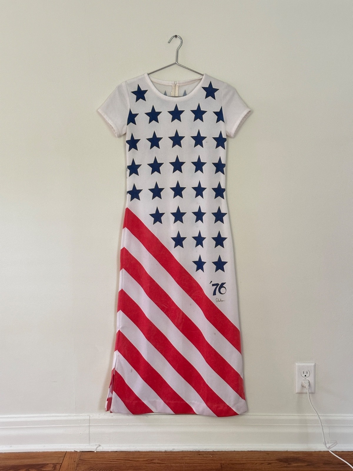 Vintage 1976 Alfred Shaheen Bicentennial USA Flag Dress America 250 Rare 76 Maxi