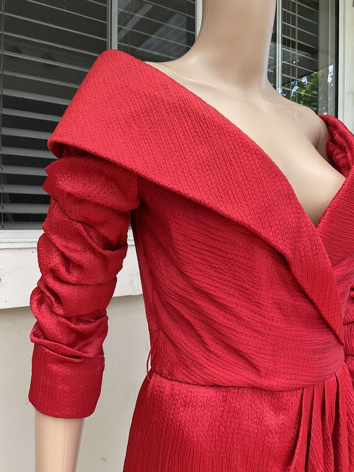 Vtg 80s Arnold Scaasi Couture Boutique Red Cocktail Short Dress