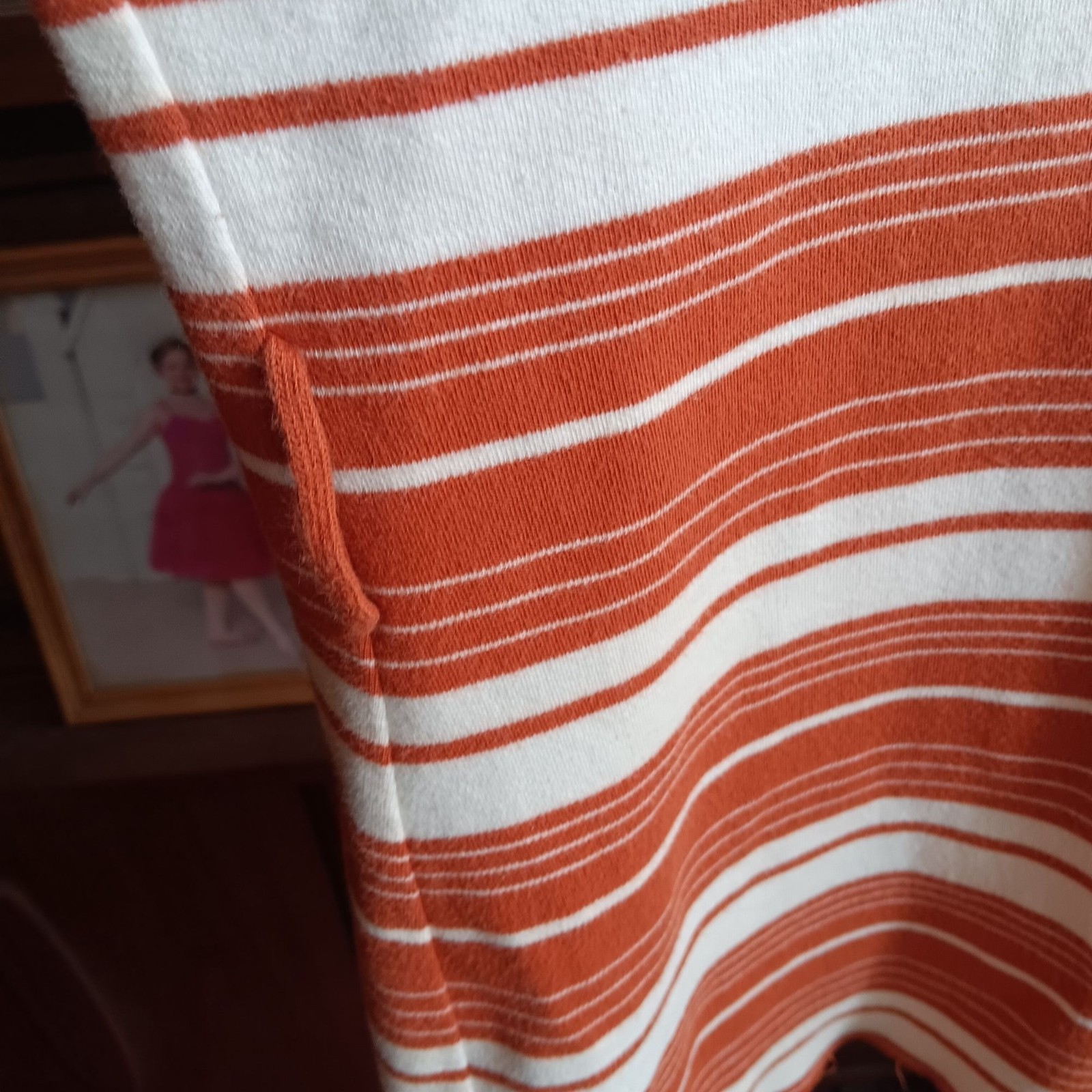 True Vintage Medium Tunic T-shirt 1970’s Striped Rust White Knit Top Back Zipper