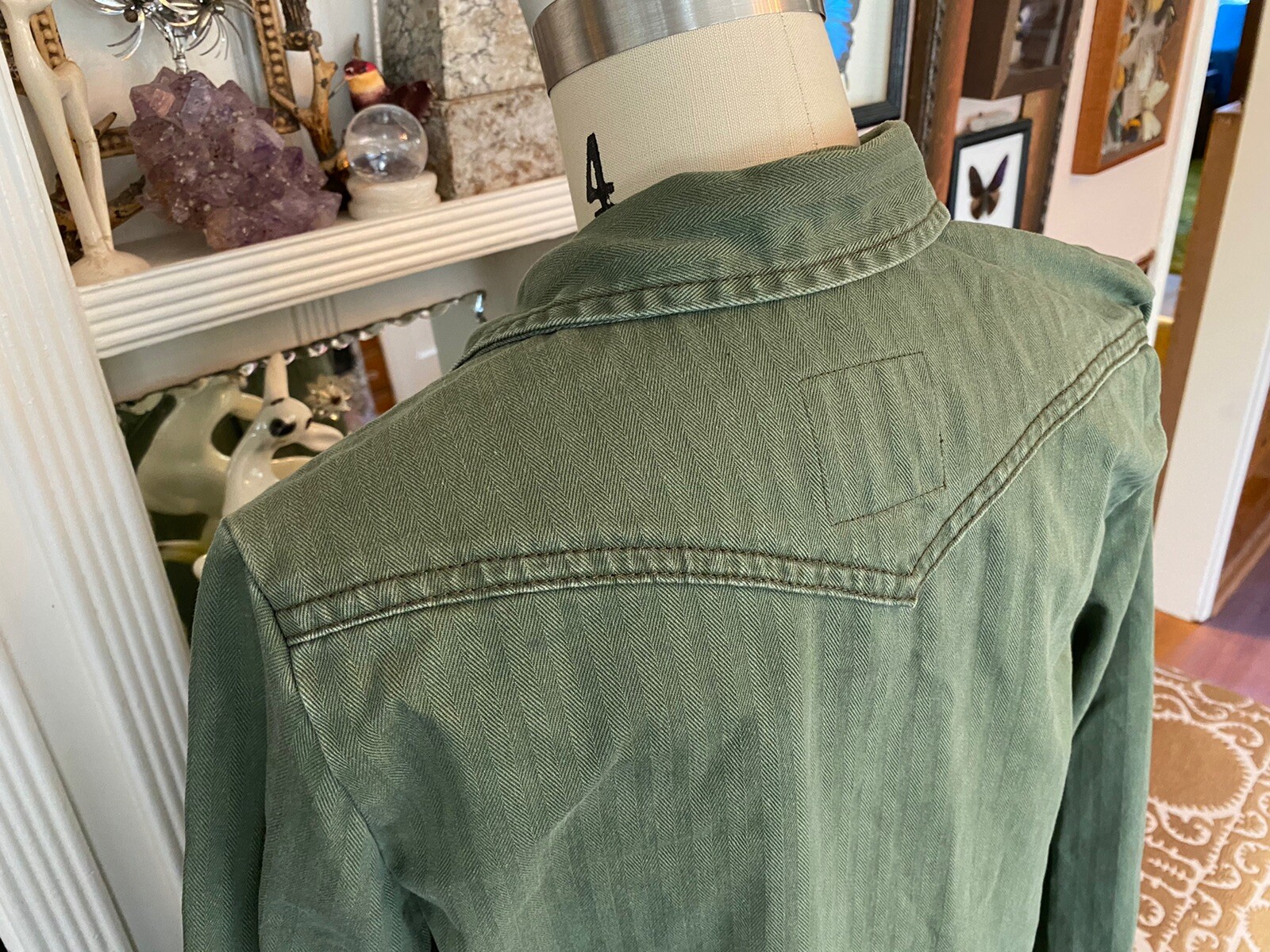 LEE Modern Vintage Western Midi Dress Sz S olive Coat Jacket Jeans