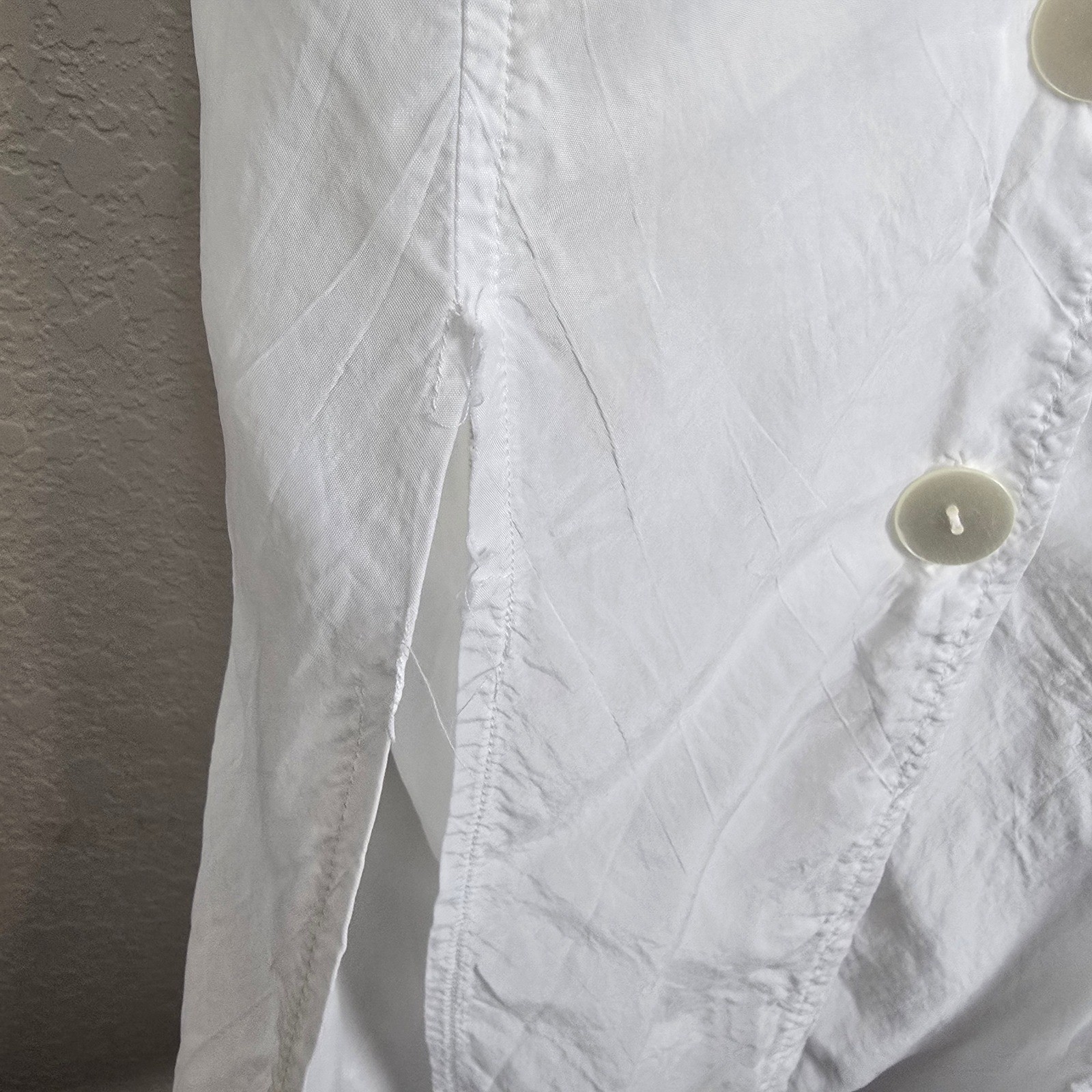 BODIL Vintage White Terry Cloth Mixed Media Maxi Dress Button Front Size 1 Boho
