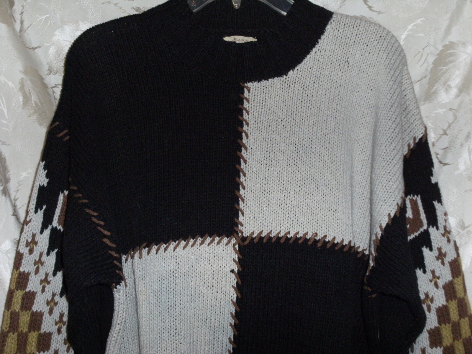 BASCO VINTAGE HAND KNIT SWEATER PULL OVER 58% SILK 42% COTTON BROWN TONES