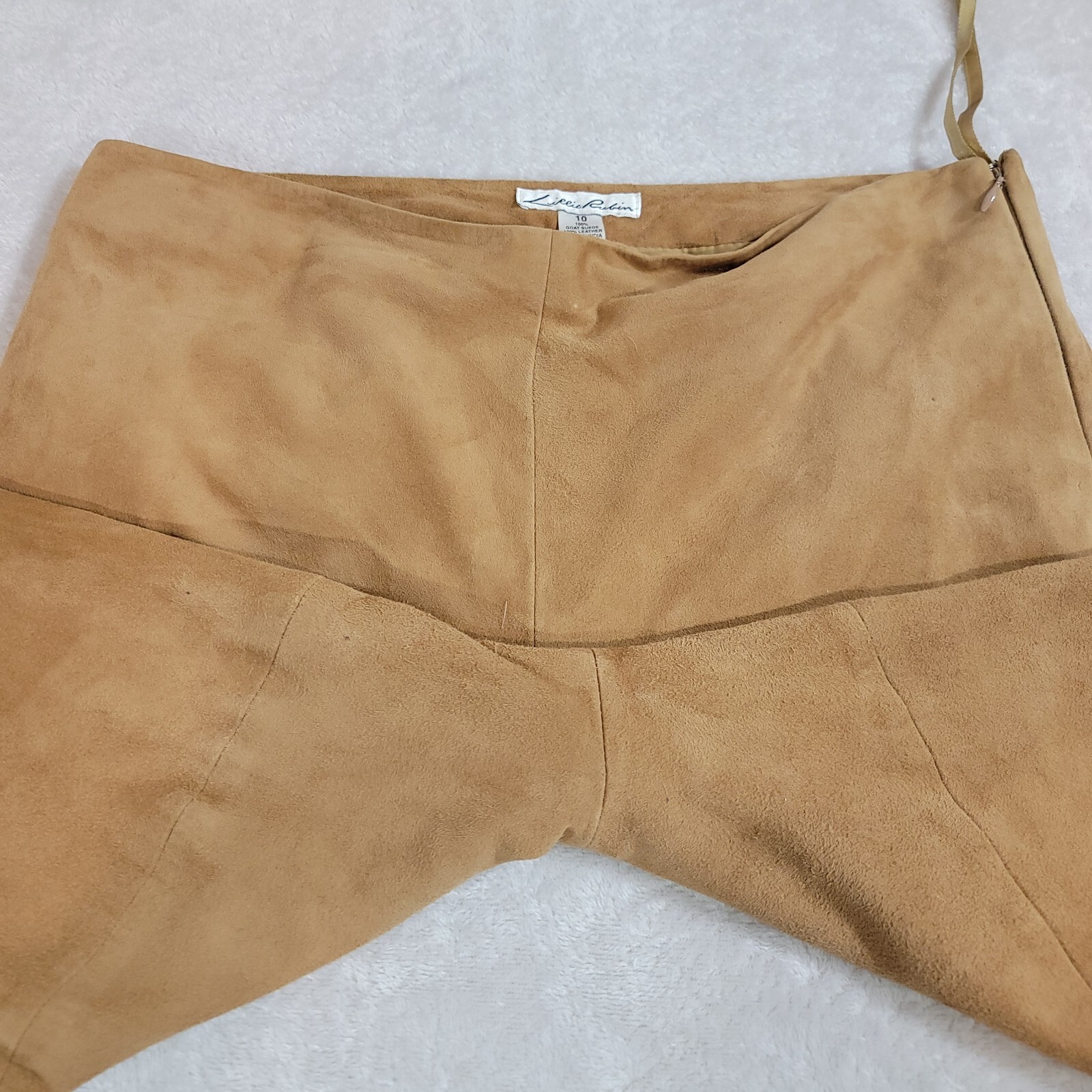Vintage Lillie Rubin Pant Womens 10 Tan 100% Goat Suede High Rise Bell Bottom
