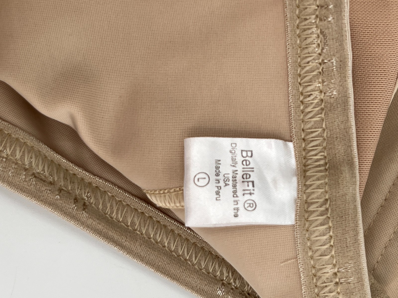 Bellefit Postpartum Girdle Front Zipper Size L Nude Tan Compression Birth Recove
