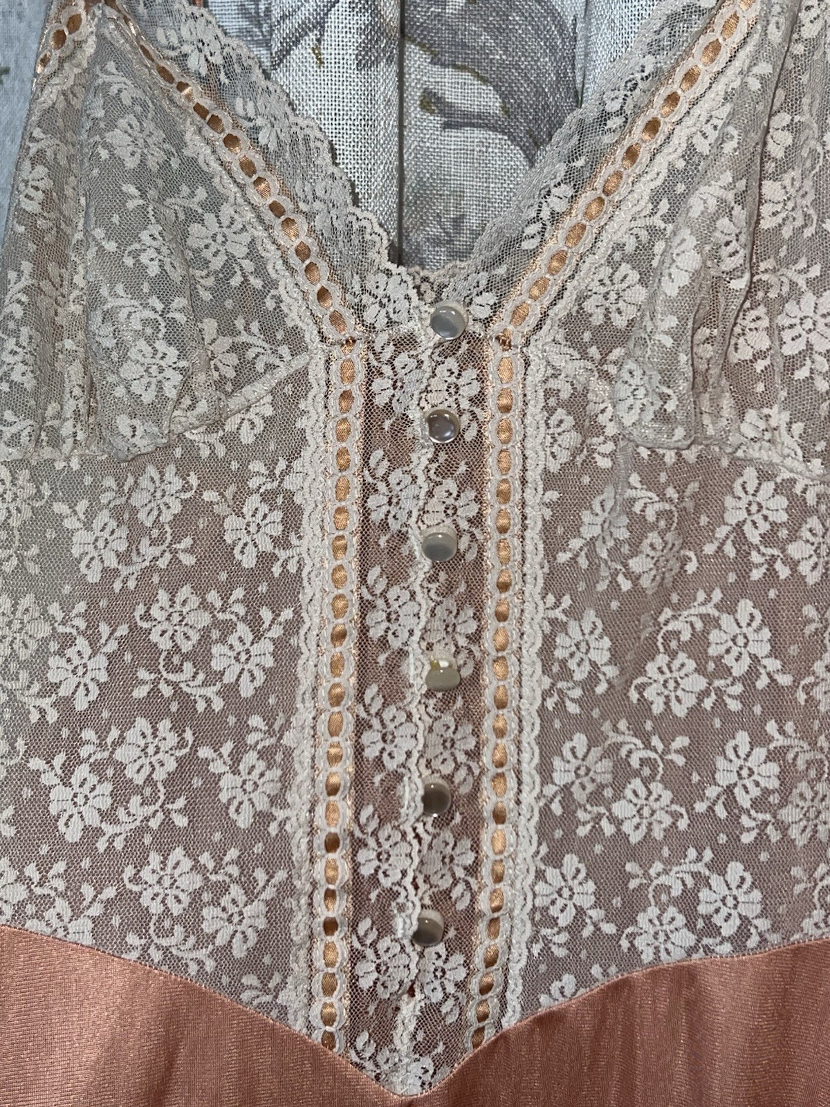Vintage Pin-up 50”s Henson Kickernick Peach Lace Babydoll Nightgown Robe Set Sm
