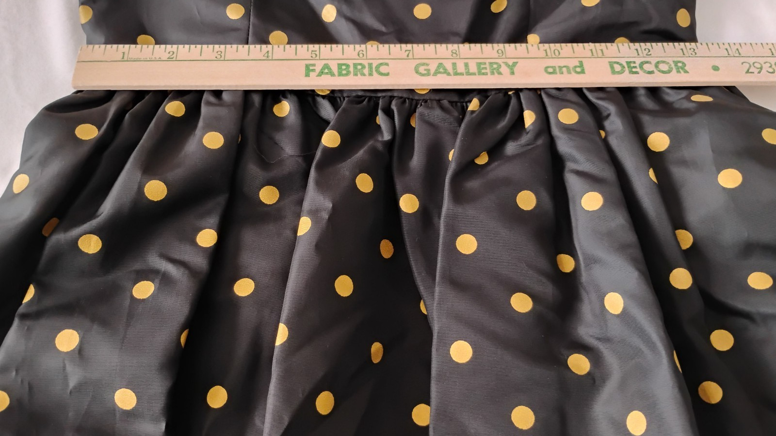 Vtg 80’S does 50’s DRESS Women’s Cocktail Evening Black Gold Polka Dot Retro 6/9