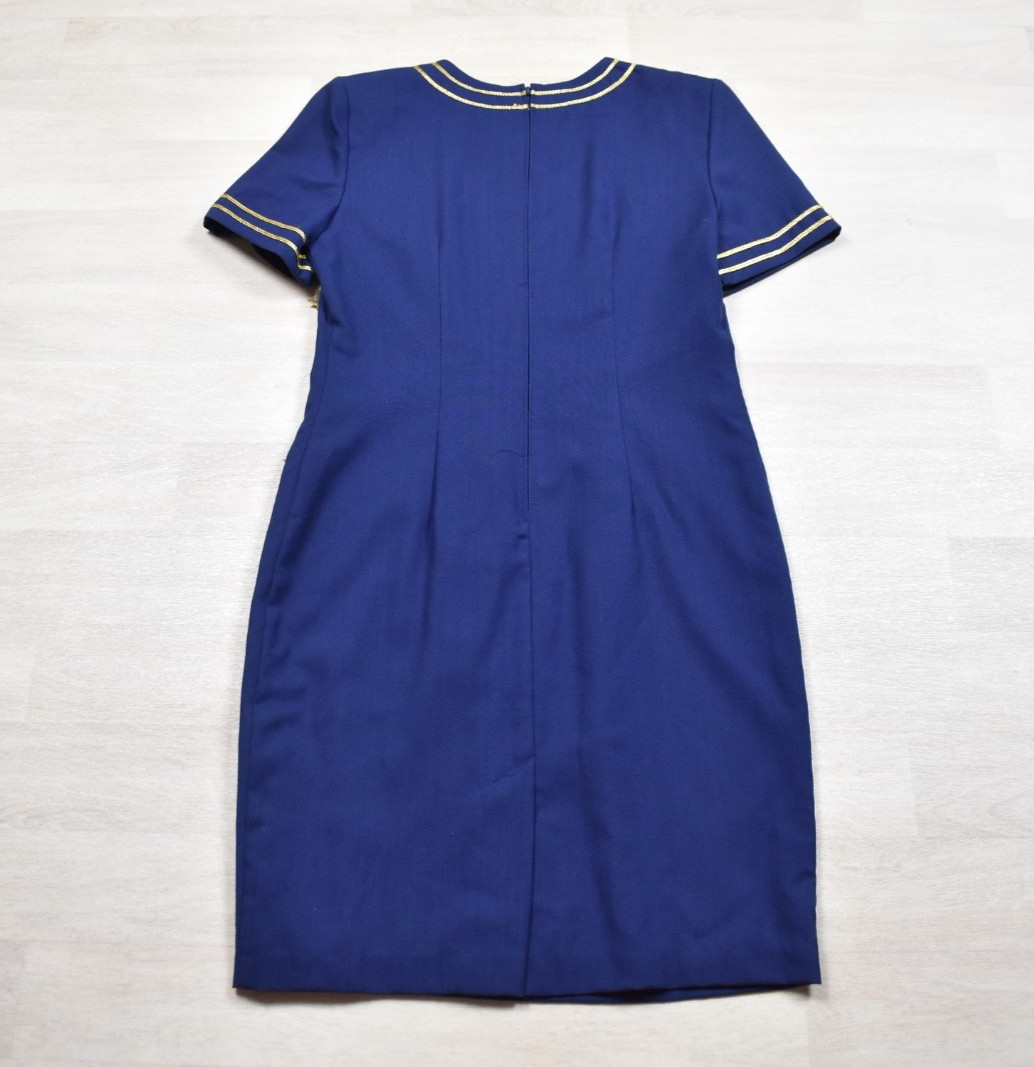 80s Jessica Howard LSheath Dress Navy Blue Gold Stars Americana 14 VTG