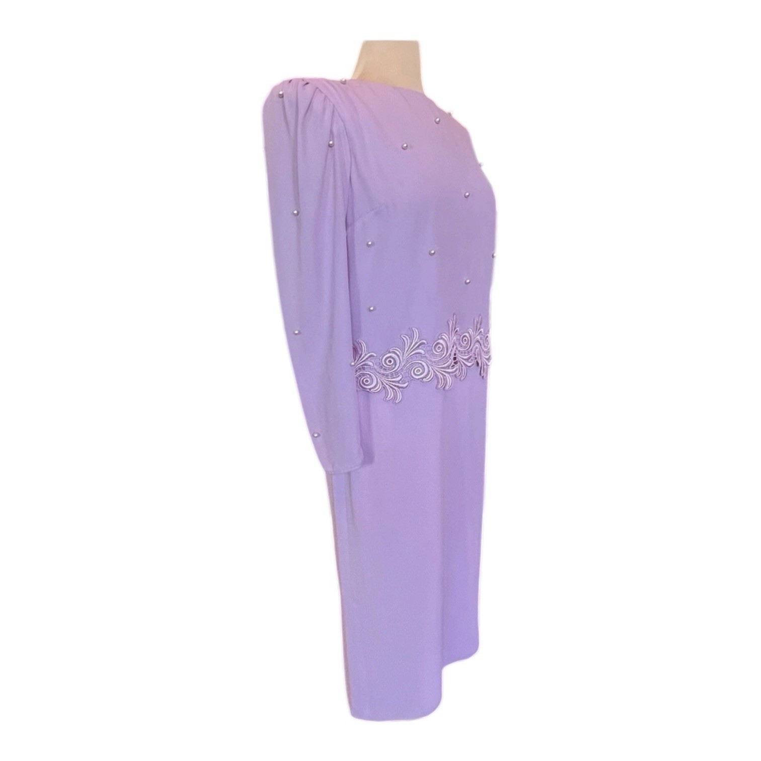 VTG Miss Elliette Chiffon Dress Women’s Size 6 Pink Embroidered Beaded Gown 90s