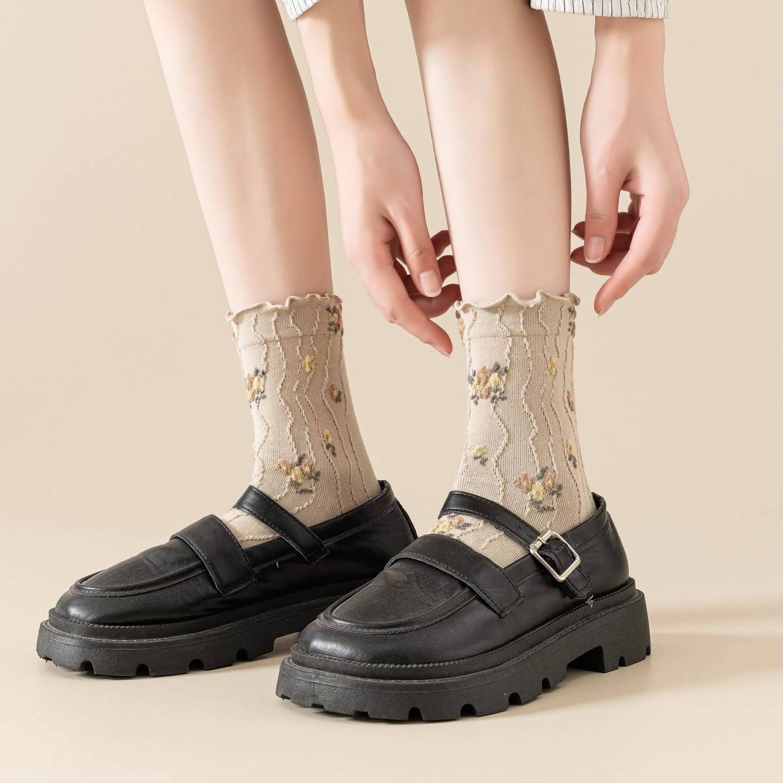 bropapa Women‘s 5-9, 6pairs(black,green,brown,oatmeal,grey,cream White)