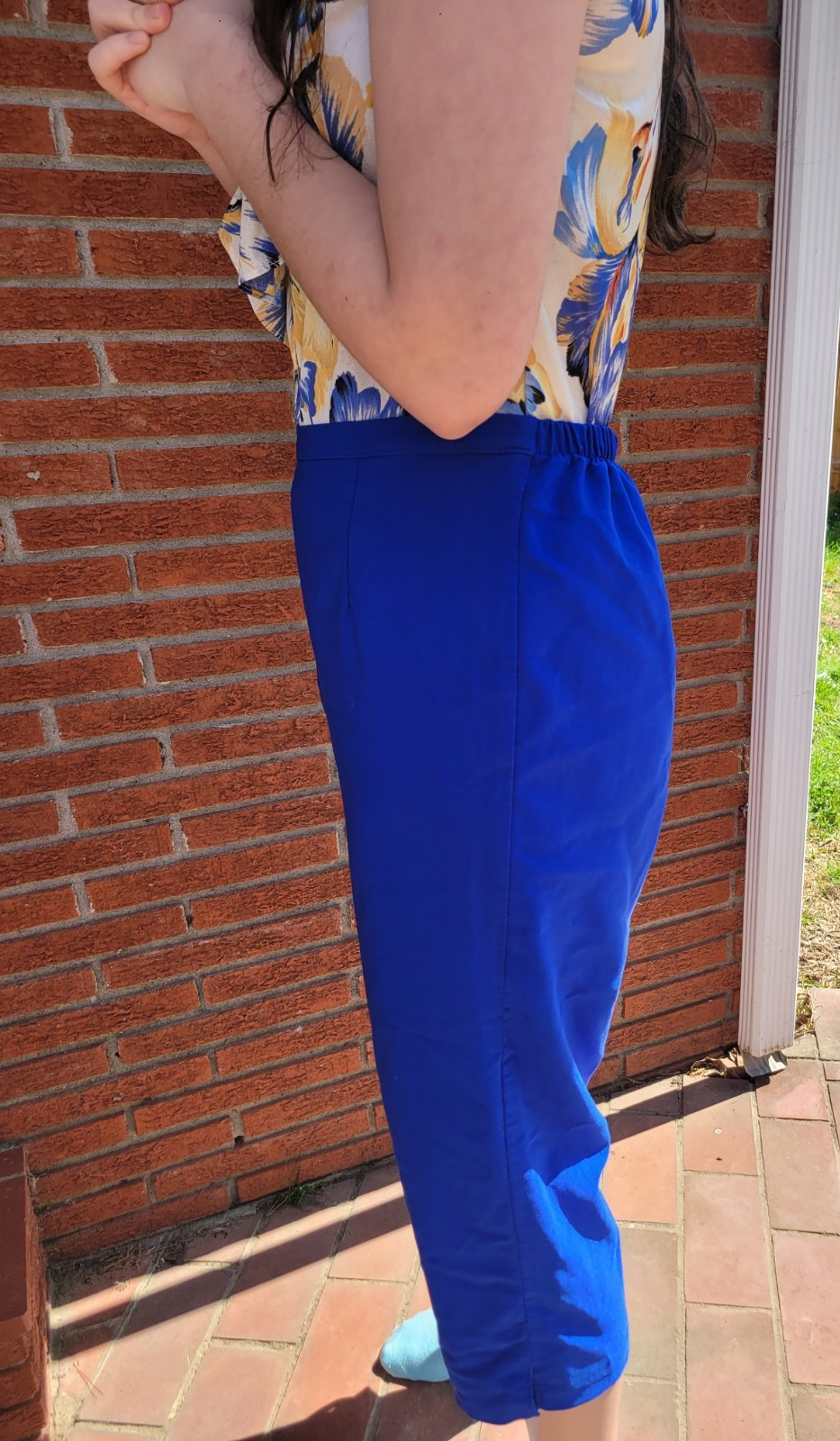 Vintage 80s 90s UNITS Modular Clothing Electric Blue Capri Pants Size Med/Large