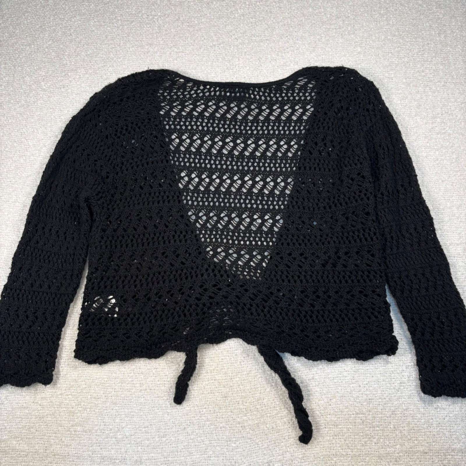 vintage 90s faded glory black open knit cardigan whimsygoth grunge fairy Y2K